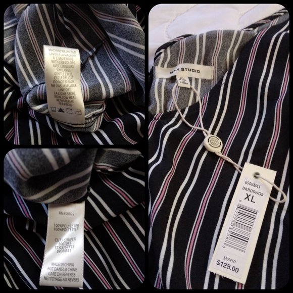 NWT Max Studio Stripe Crepe Jumpsuit XL - Picture 5 of 5